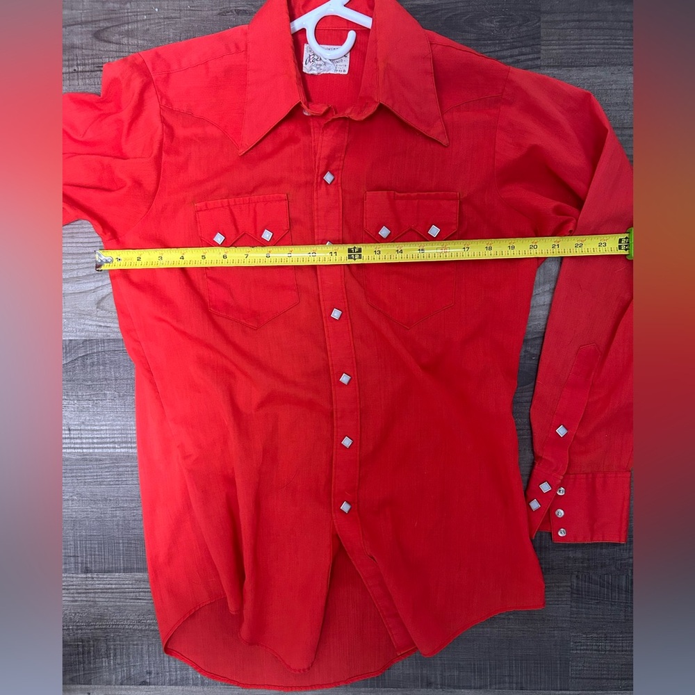 Vtg Rockmount Ranch Wear Tru-West Pearl Snap Shirt Red USA Men's Size Small - Picture 7 of 8